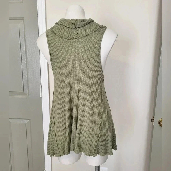 Free People We the Free Swing It Cowl Neck Sleeveless Waffle Knit Tank Top(XS) - Picture 6 of 11